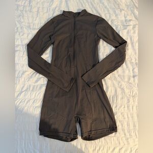 Workout romper zip up